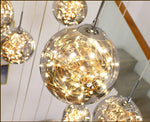 Balle Be Crystal Ball Staircase Chandelier- Smokey Grey/Cognac - Reflect Lighting