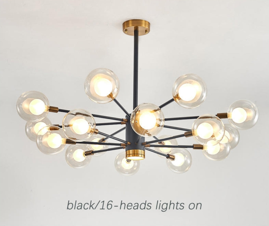 Bubble Glass Bamboo Chandelier-Gold/Black - Reflect Lighting