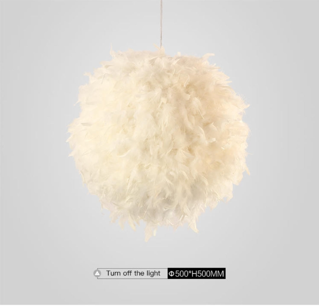Ivory Feather Round Pendant Light - Reflect Lighting
