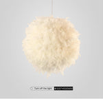 Ivory Feather Round Pendant Light - Reflect Lighting