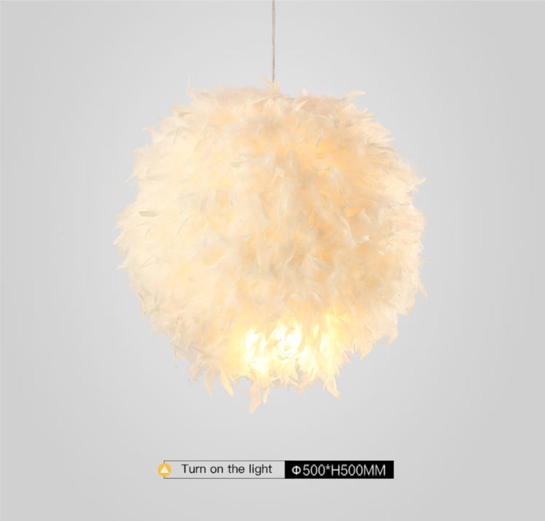 Ivory Feather Round Pendant Light - Reflect Lighting
