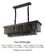 Smoke Grey Rectangular Crystal Flat Chandelier