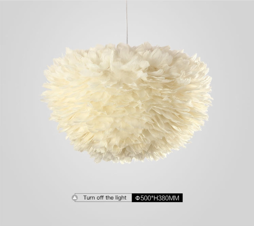 Ivory Feather Round Pendant Light - Reflect Lighting
