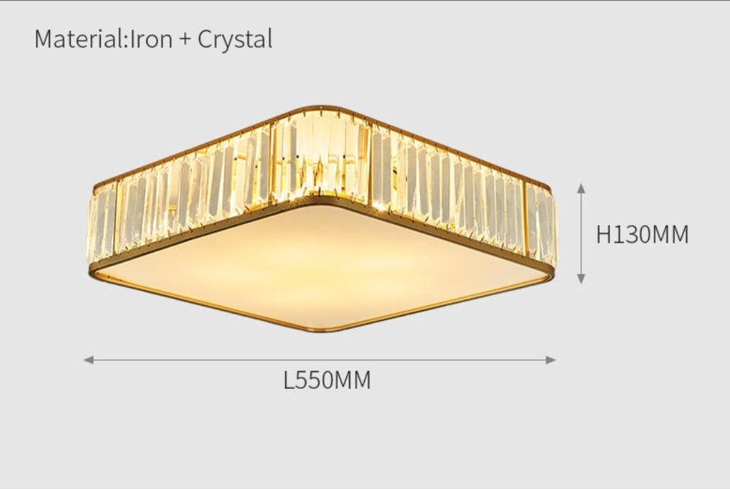 Brent Square Crystal Ceiling Light-Gold - Reflect Lighting