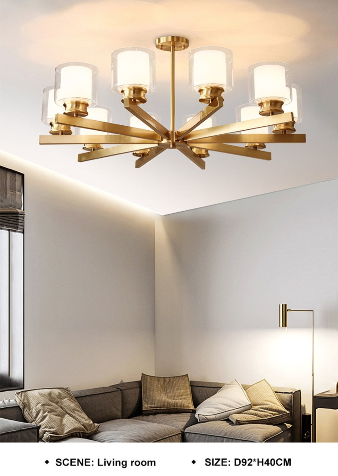 Classic Copper/Glass Candle Chandelier - Reflect Lighting