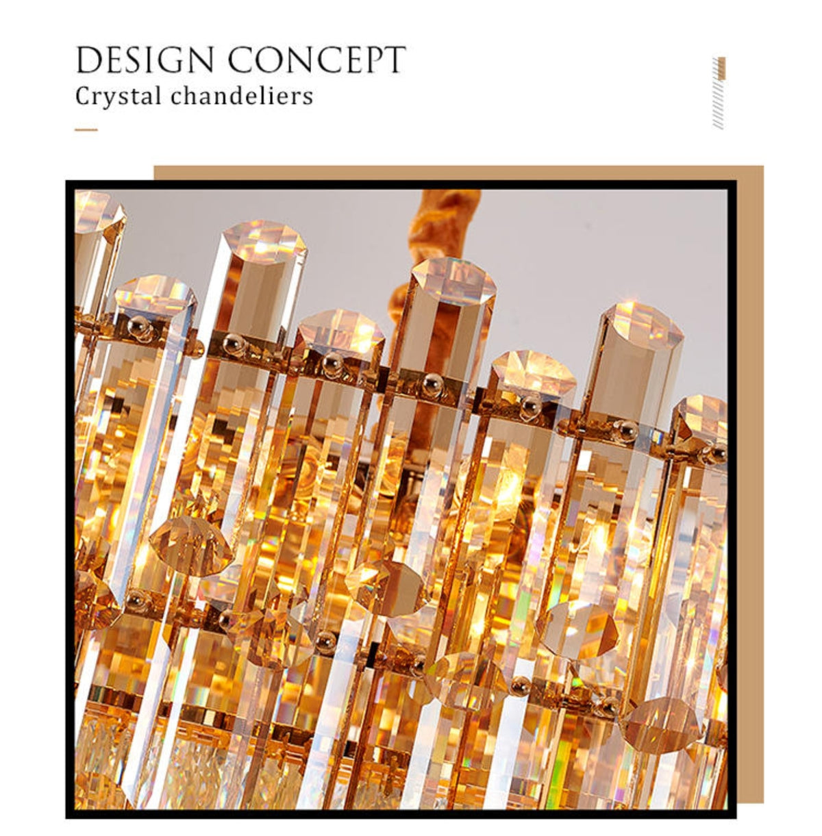 Maurice Amber/Smokey Grey Crystal Chandelier-Round/Rectangle - Reflect Lighting