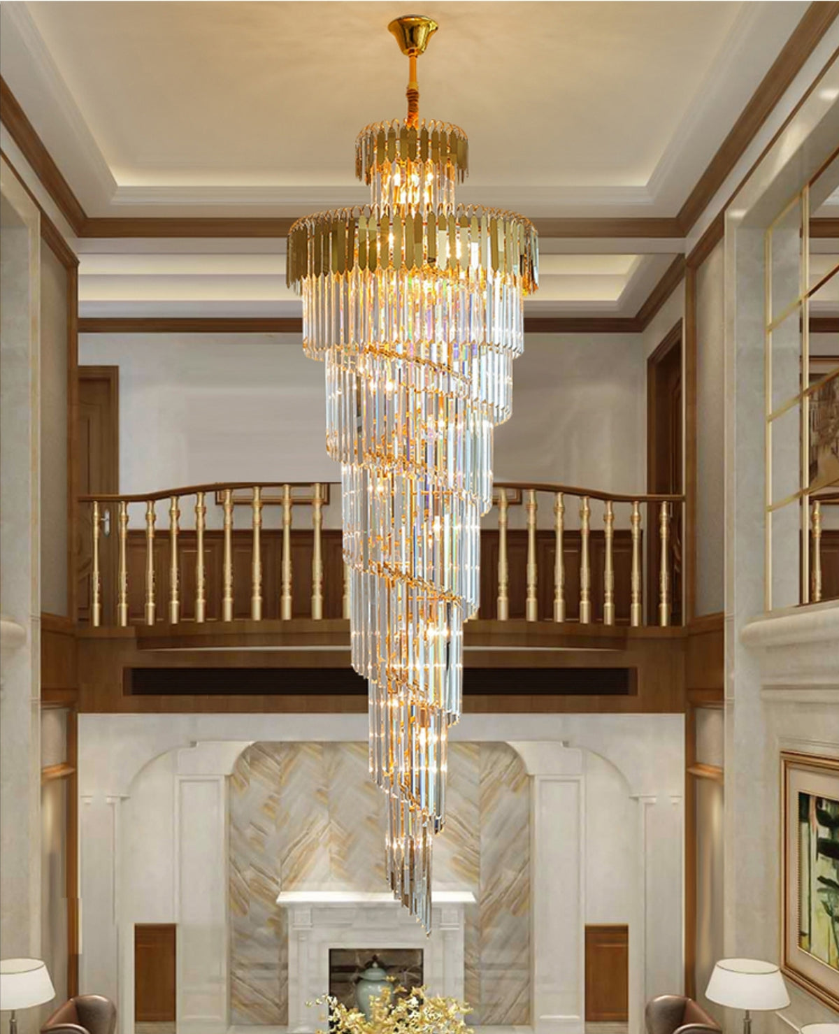 Lokuko Gold Large Crystal Chandeliers - Reflect Lighting