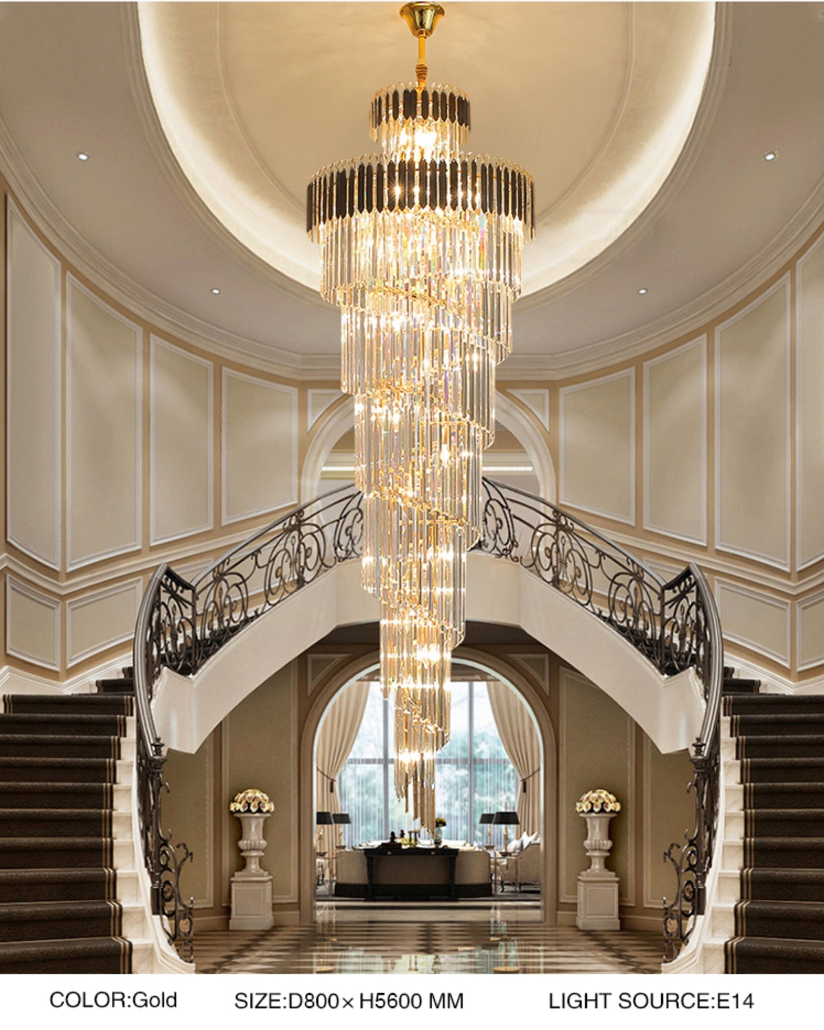 Lokuko Gold Large Crystal Chandeliers - Reflect Lighting