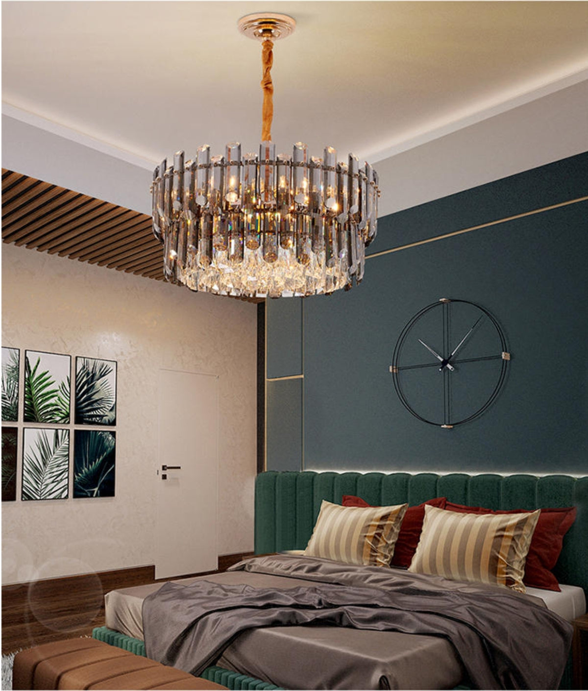Maurice Amber/Smokey Grey Crystal Chandelier-Round/Rectangle - Reflect Lighting