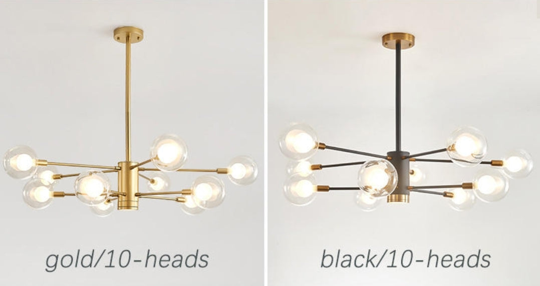 Bubble Glass Bamboo Chandelier-Gold/Black - Reflect Lighting