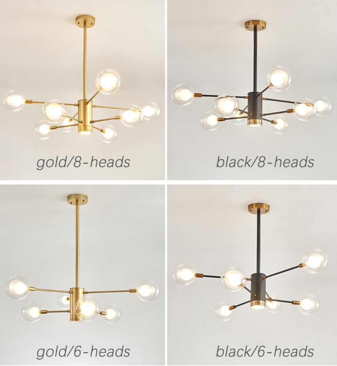 Bubble Glass Bamboo Chandelier-Gold/Black - Reflect Lighting