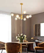 Bubble Glass Bamboo Chandelier-Gold/Black - Reflect Lighting