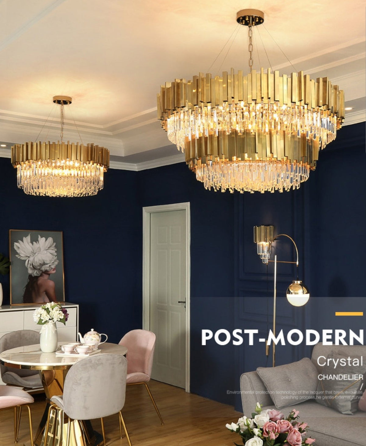 Full Set Gold Crystal Chandelier Light - Reflect Lighting