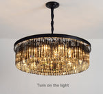 Smoke Grey Circular Crystal Flat Chandelier - Reflect Lighting