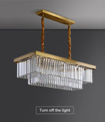 Gold Rectangular Crystal Flat Chandelier - Reflect Lighting