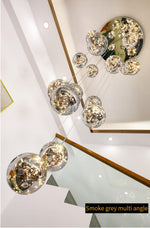 Balle Be Crystal Ball Staircase Chandelier- Smokey Grey/Cognac - Reflect Lighting