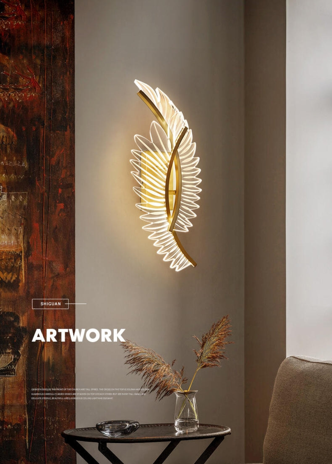 Feather Wing Gold LED Wall Lamp - Reflect Lighting