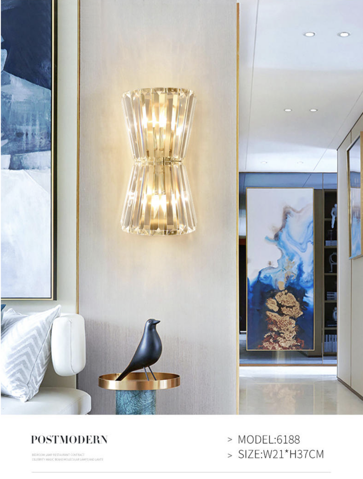 Kacey Rainer Gold Crystal Wall Lamp - Reflect Lighting