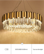 LurLine Gold & Grey Crystal Chandelier-Round/Rectangle - Reflect Lighting