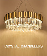 LurLine Gold & Grey Crystal Chandelier-Round/Rectangle - Reflect Lighting