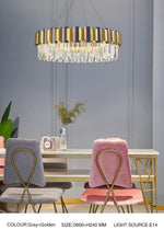 LurLine Gold & Grey Crystal Chandelier-Round/Rectangle - Reflect Lighting