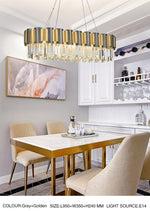 LurLine Gold & Grey Crystal Chandelier-Round/Rectangle - Reflect Lighting