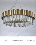 LurLine Gold & Grey Crystal Chandelier-Round/Rectangle - Reflect Lighting