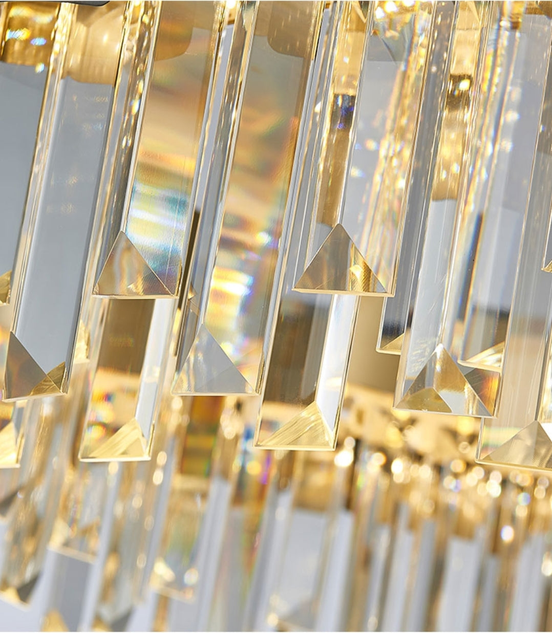 LurLine Gold & Grey Crystal Chandelier-Round/Rectangle - Reflect Lighting