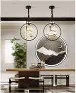 Round Crystal Thrush (Bird) Pendant Light-Gold/Black - Reflect Lighting