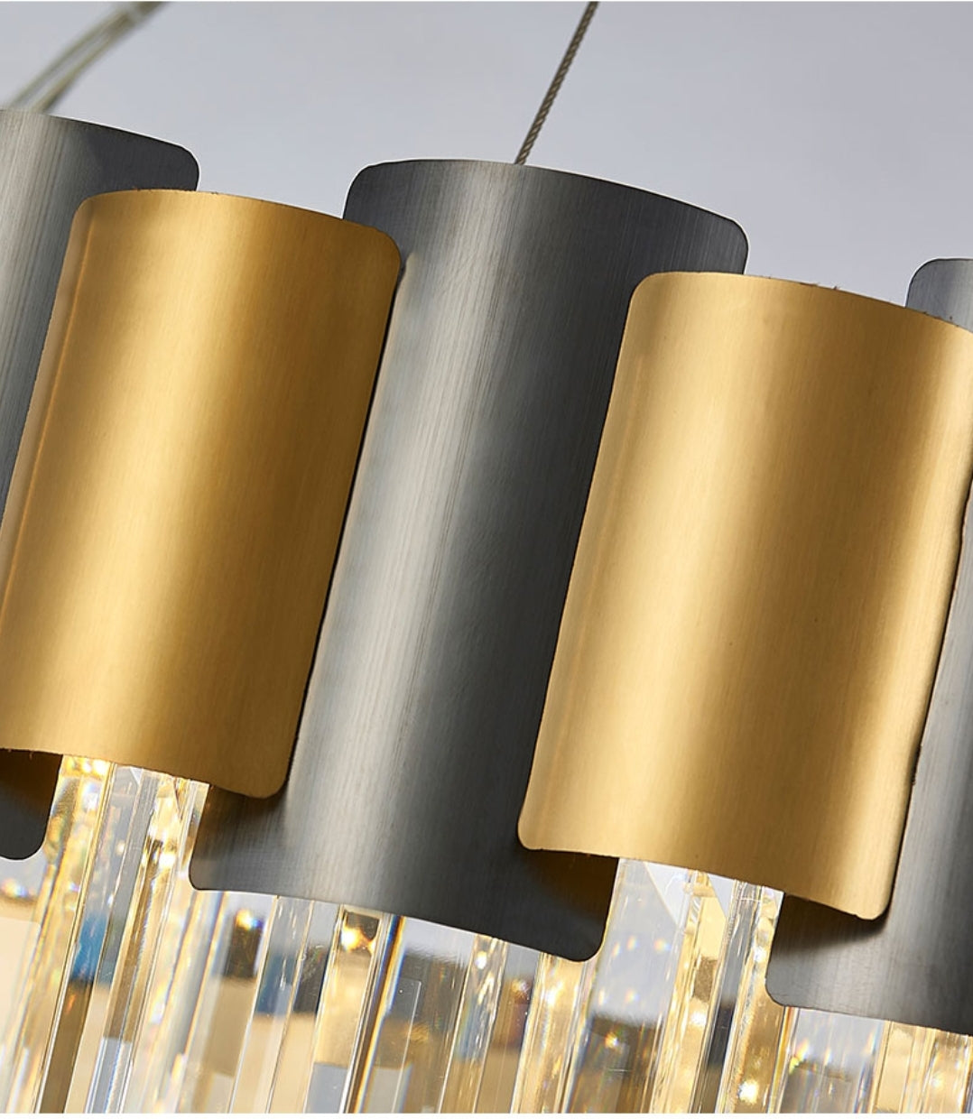 LurLine Gold & Grey Crystal Chandelier-Round/Rectangle - Reflect Lighting