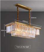 Gold Rectangular Crystal Flat Chandelier - Reflect Lighting