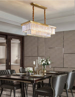 Gold Rectangular Crystal Flat Chandelier - Reflect Lighting