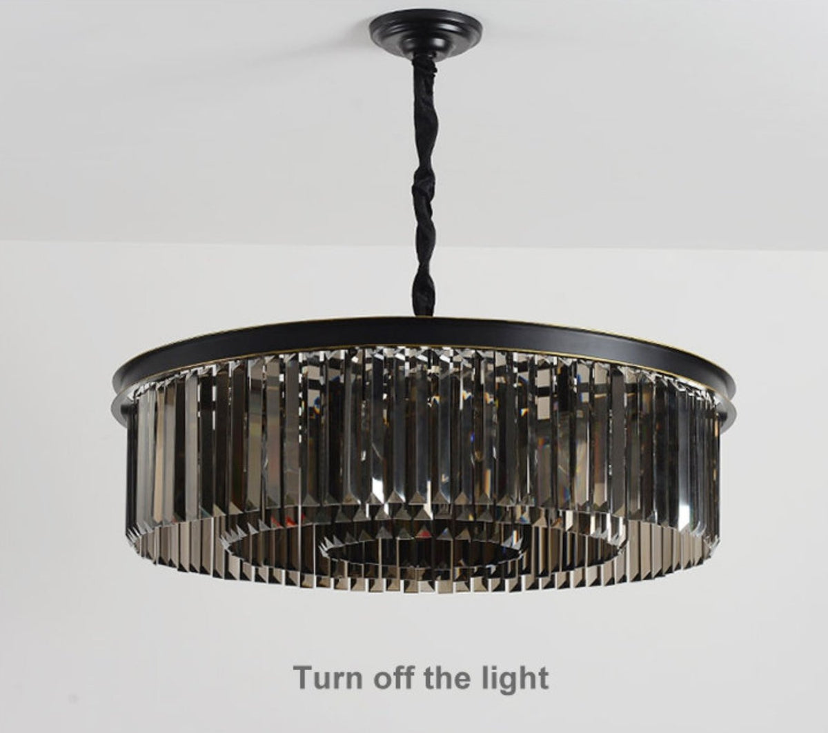 Smoke Grey Circular Crystal Flat Chandelier - Reflect Lighting