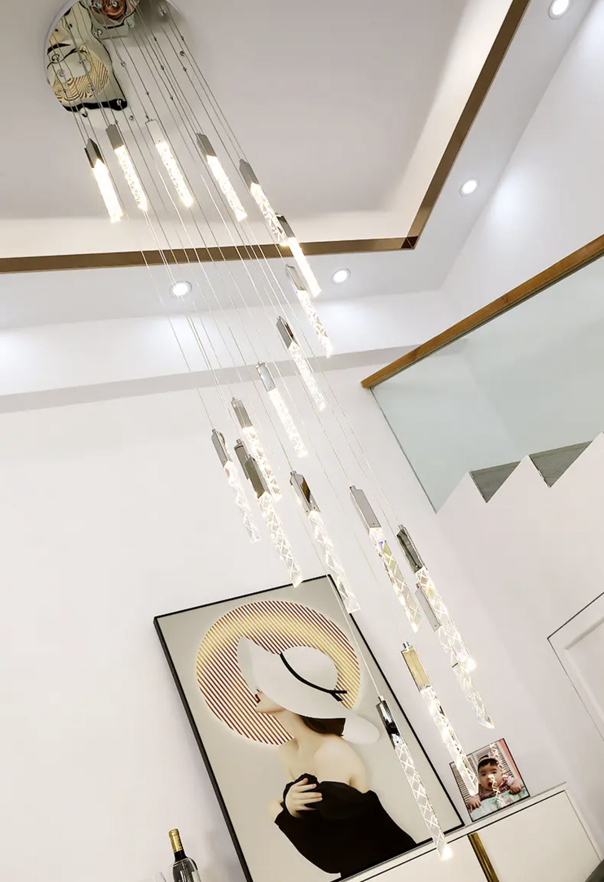 Hiatt Abeer Chrome Staircase Chandelier - Reflect Lighting