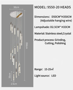 Hiatt Abeer Chrome Staircase Chandelier - Reflect Lighting