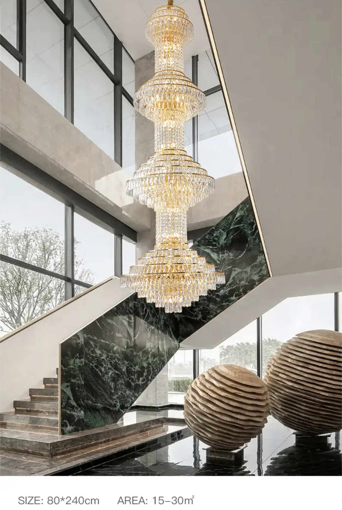Courson Basilia Gold Large Crystal Chandelier - Reflect Lighting