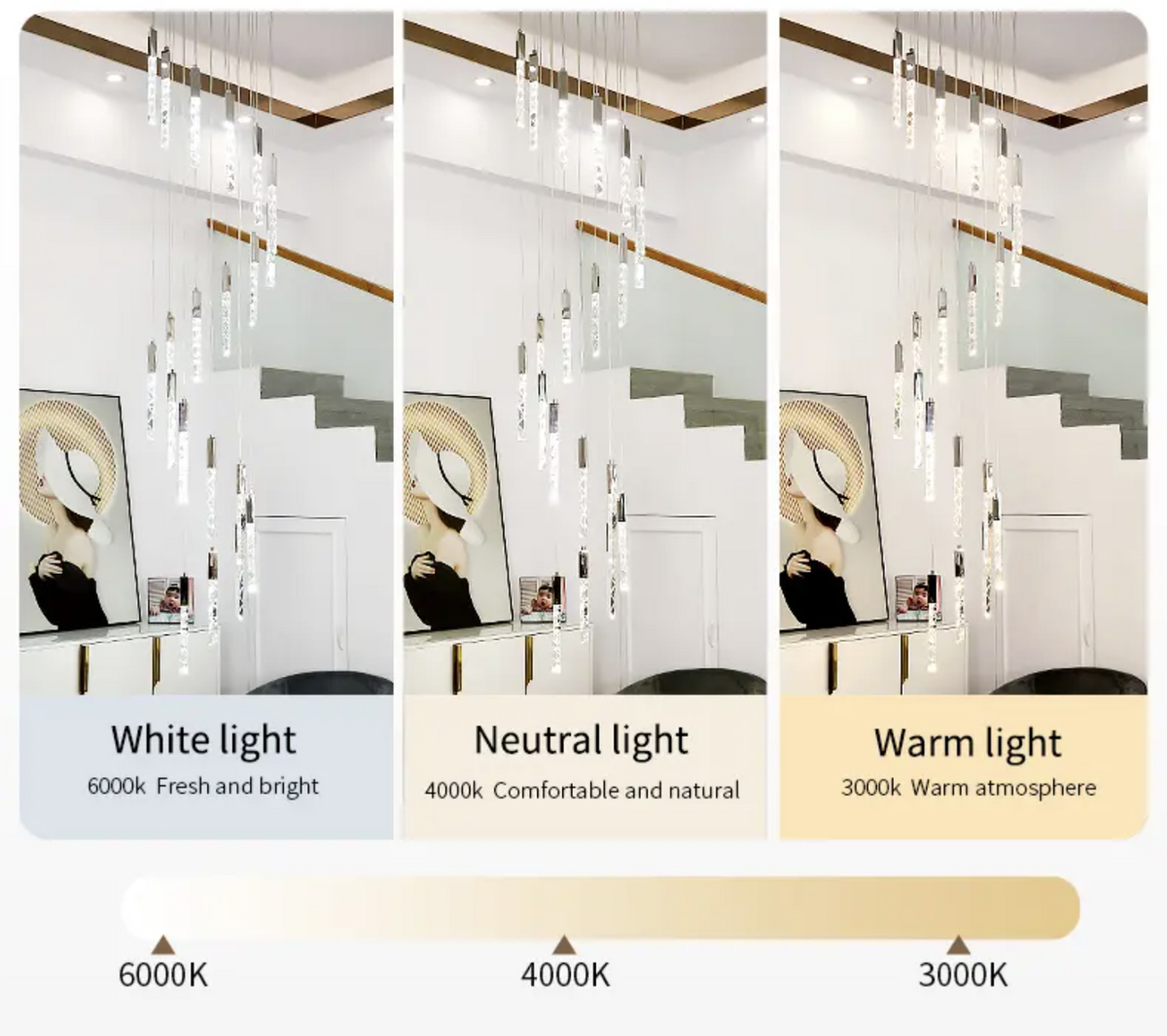 Hiatt Abeer Chrome Staircase Chandelier - Reflect Lighting