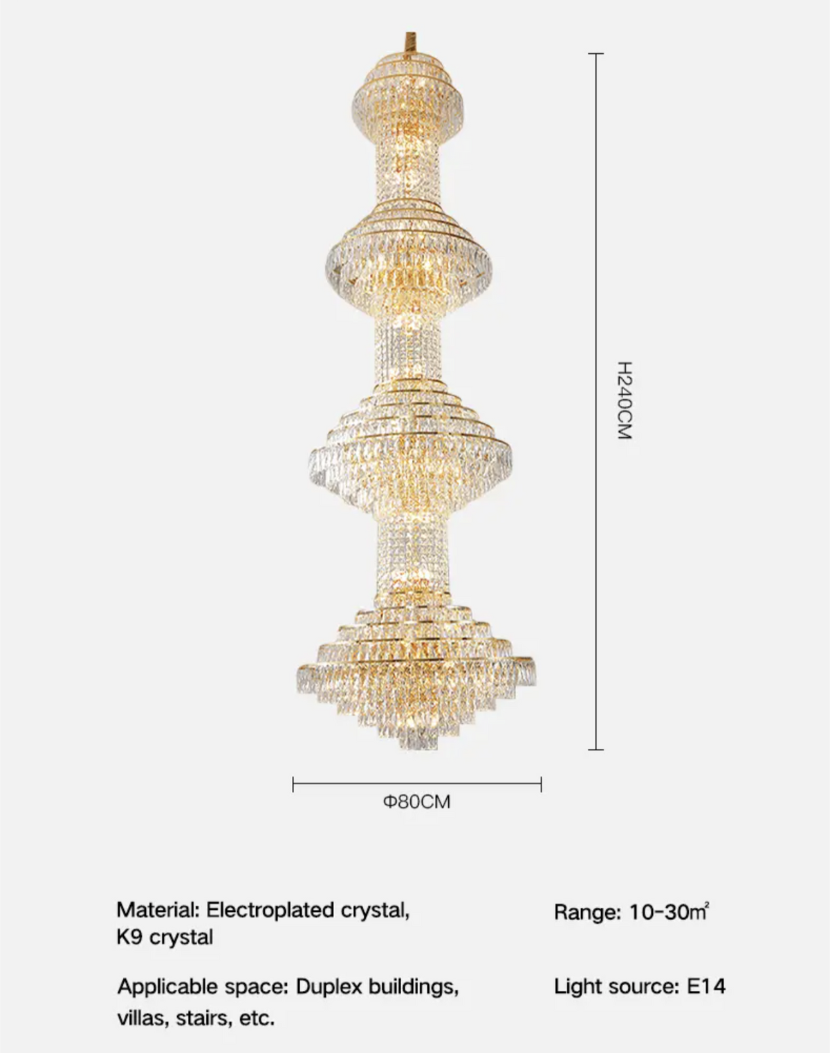 Courson Basilia Gold Large Crystal Chandelier - Reflect Lighting