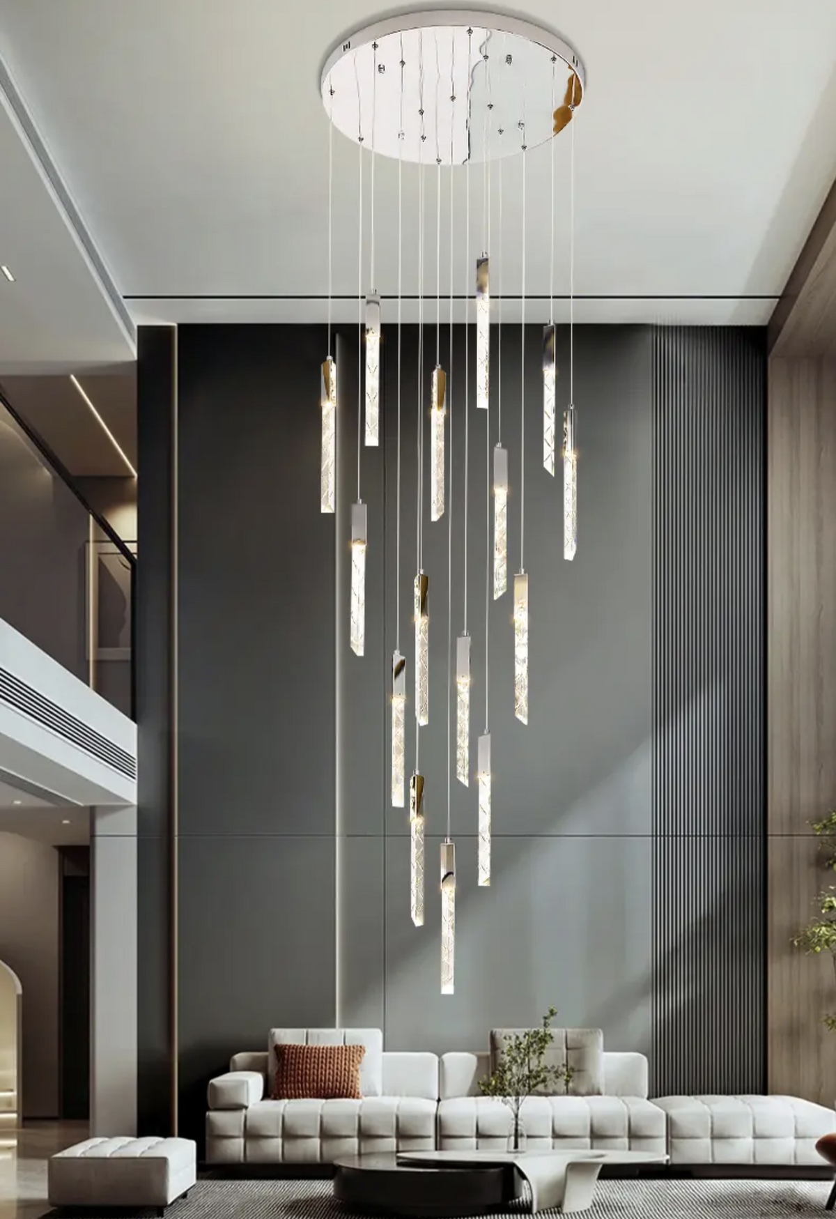 Hiatt Abeer Chrome Staircase Chandelier - Reflect Lighting