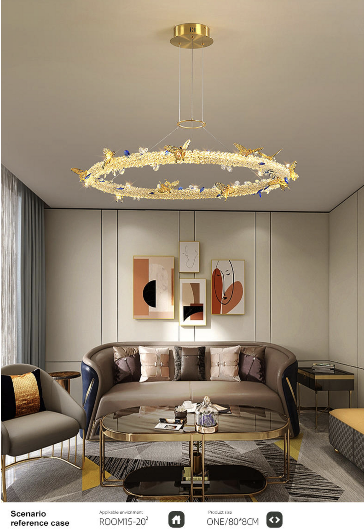 Oppenheim Gold Butterfly Ring Chandelier - Reflect Lighting