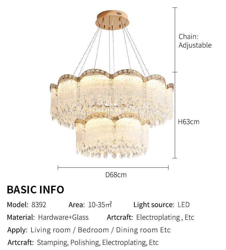 Bearse Waynesburg Crystal Gold chandelier-Round/Rectangular