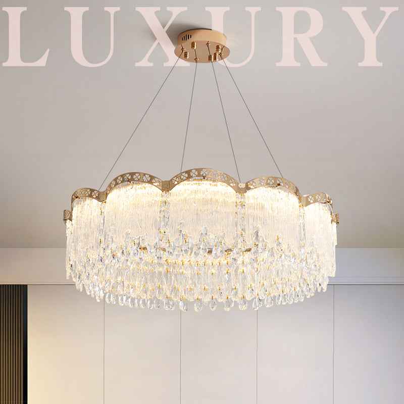 Bearse Waynesburg Crystal Gold chandelier-Round/Rectangular