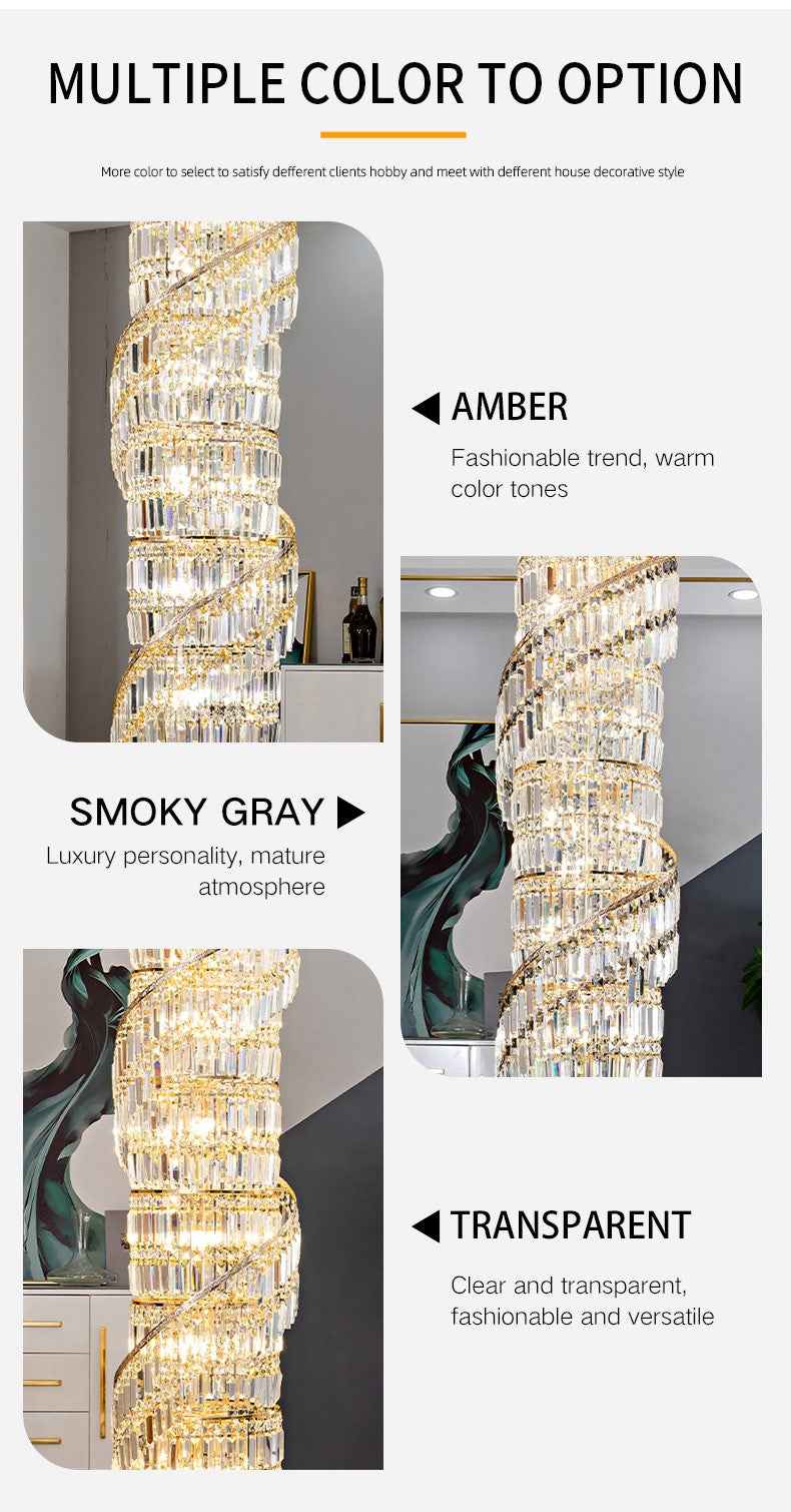 Andaluz Alethea Austwell Gold Large Chandelier- Amber/Smoky Gray/Transparent