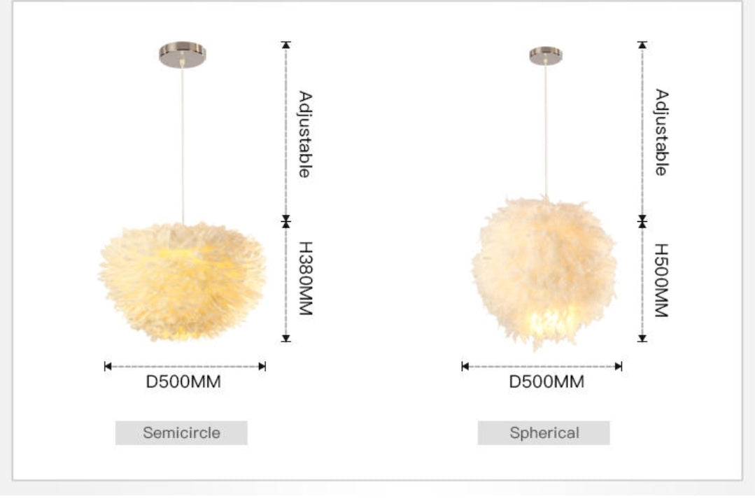 Ivory Feather Round Pendant Light - Reflect Lighting