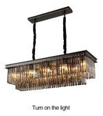 Smoke Grey Rectangular Crystal Flat Chandelier