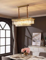 Gold Rectangular Crystal Flat Chandelier - Reflect Lighting