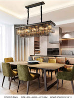 Smoke Grey Rectangular Crystal Flat Chandelier