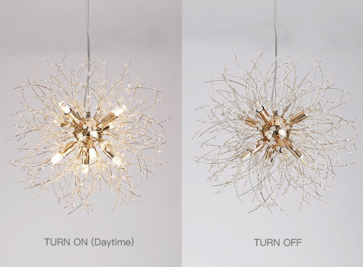 Snowflake Round/Rectangle Dandelion Branch Chandelier- Gold/Chrome/ Rose Gold - Reflect Lighting