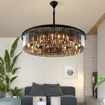 Smoke Grey Circular Crystal Flat Chandelier - Reflect Lighting