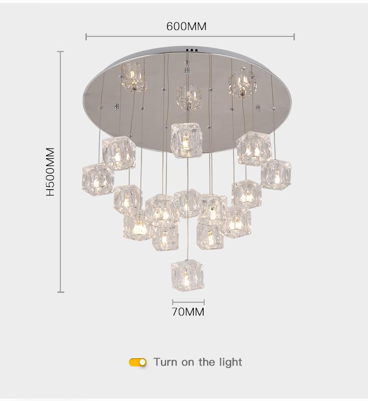 Cubed Crystal Dropdown Chandelier - Reflect Lighting